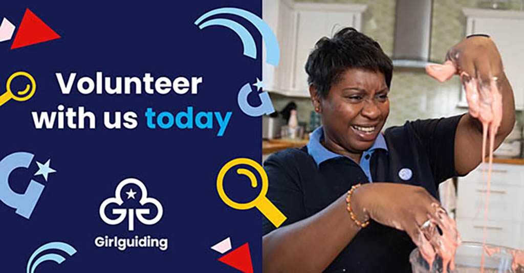 Volunteer for Girlguiding making slime in her leaders uniform